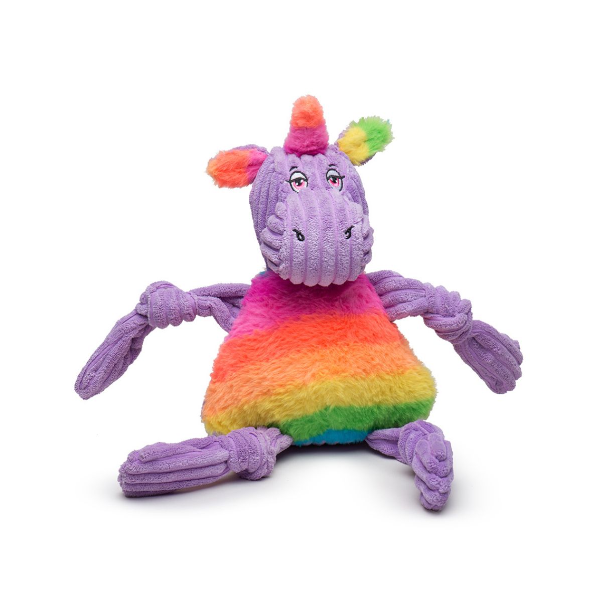 Regenbogen-Einhorn Knottie® Plüsch-Hundespielzeug