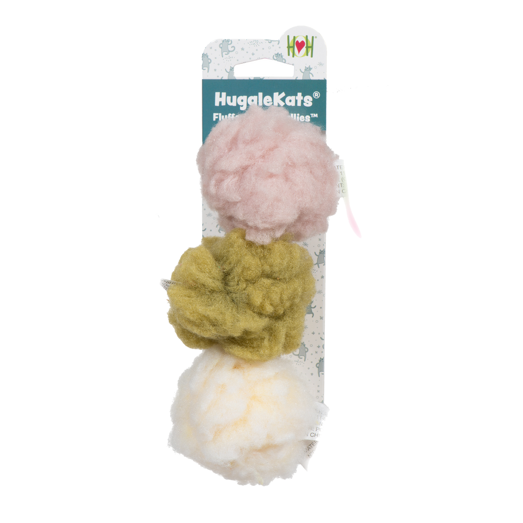 HuggleKats® FlufferFleece™ Ballies Plüsch-Katzenspielzeug, 3er-Pack