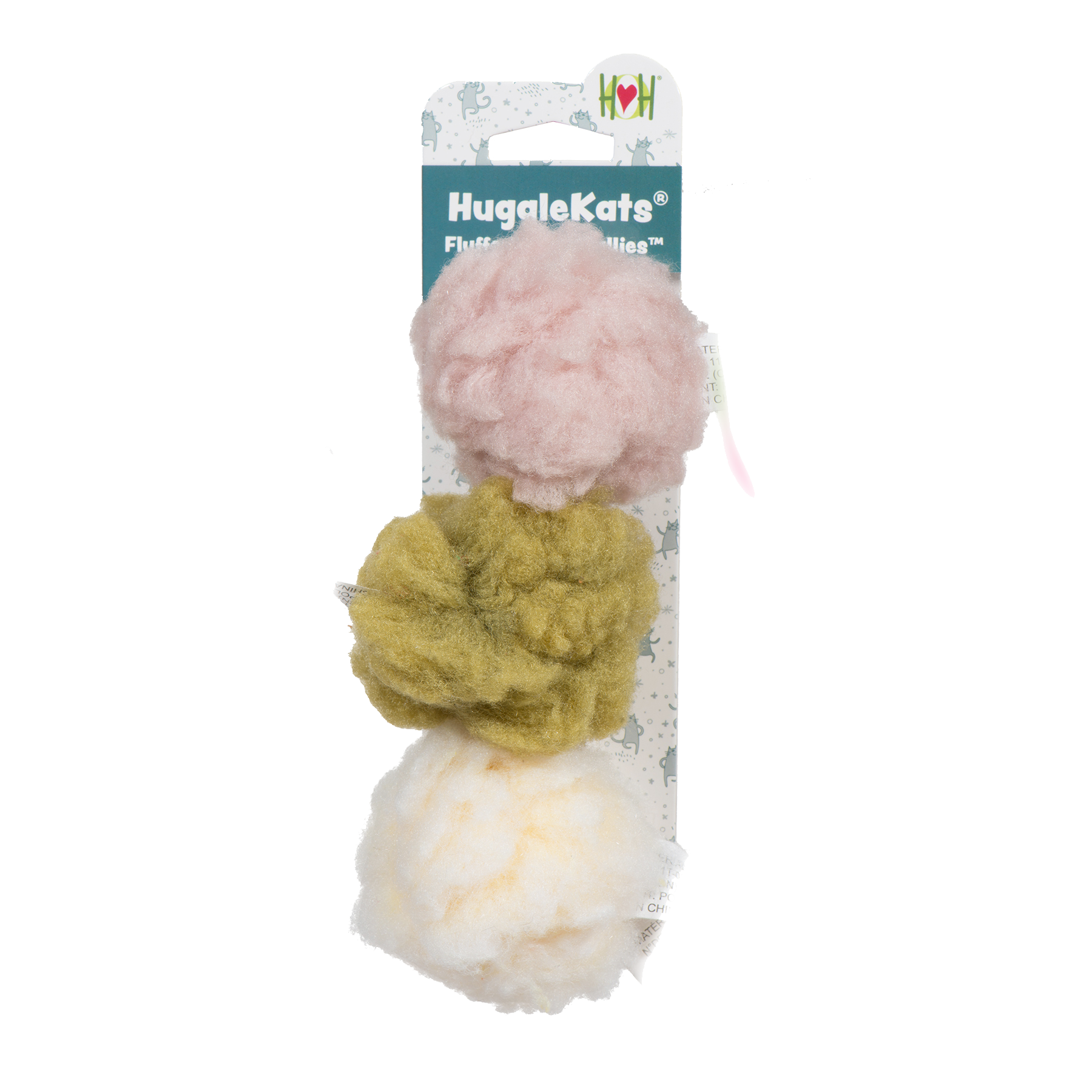HuggleKats® FlufferFleece™ Ballies Plüsch-Katzenspielzeug, 3er-Pack