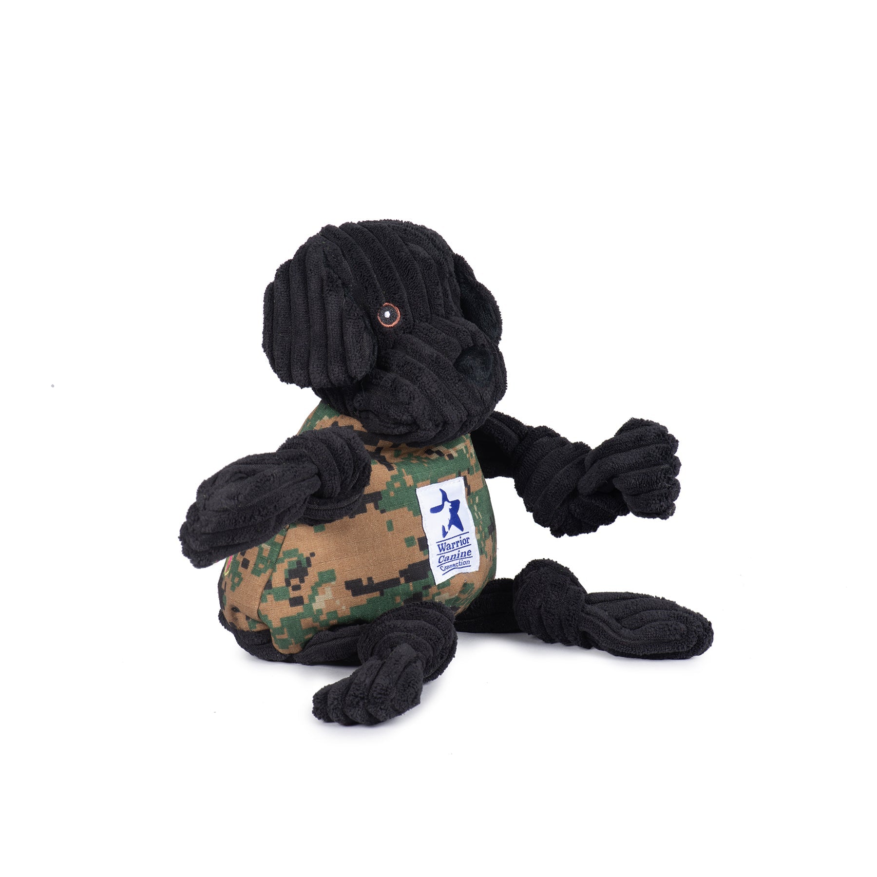 HuggleCause™, Warrior Canine Connection, Black Lab Luke Knottie® Plüsch-Hundespielzeug, Groß