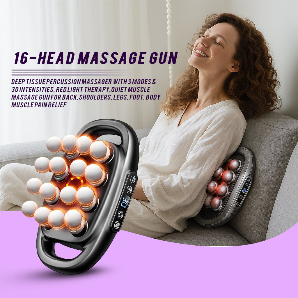 16-Kopf Massagepistole Tiefengewebe-Perkussionsmassagegerät zur Muskelentspannung & Regeneration
