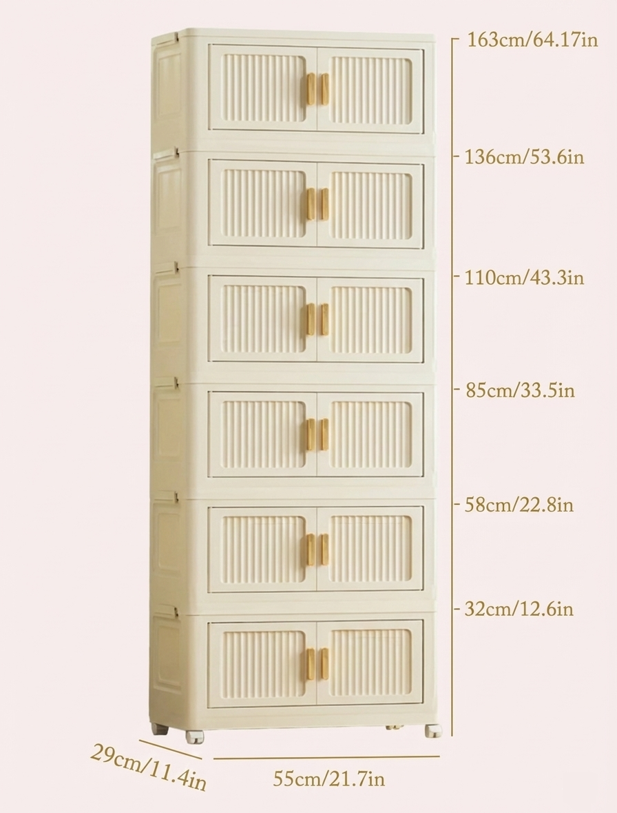 2-6-lagiger faltbarer Rollcontainer-Schrank | Kleiderschrank-Organizer mit großem Fassungsvermögen