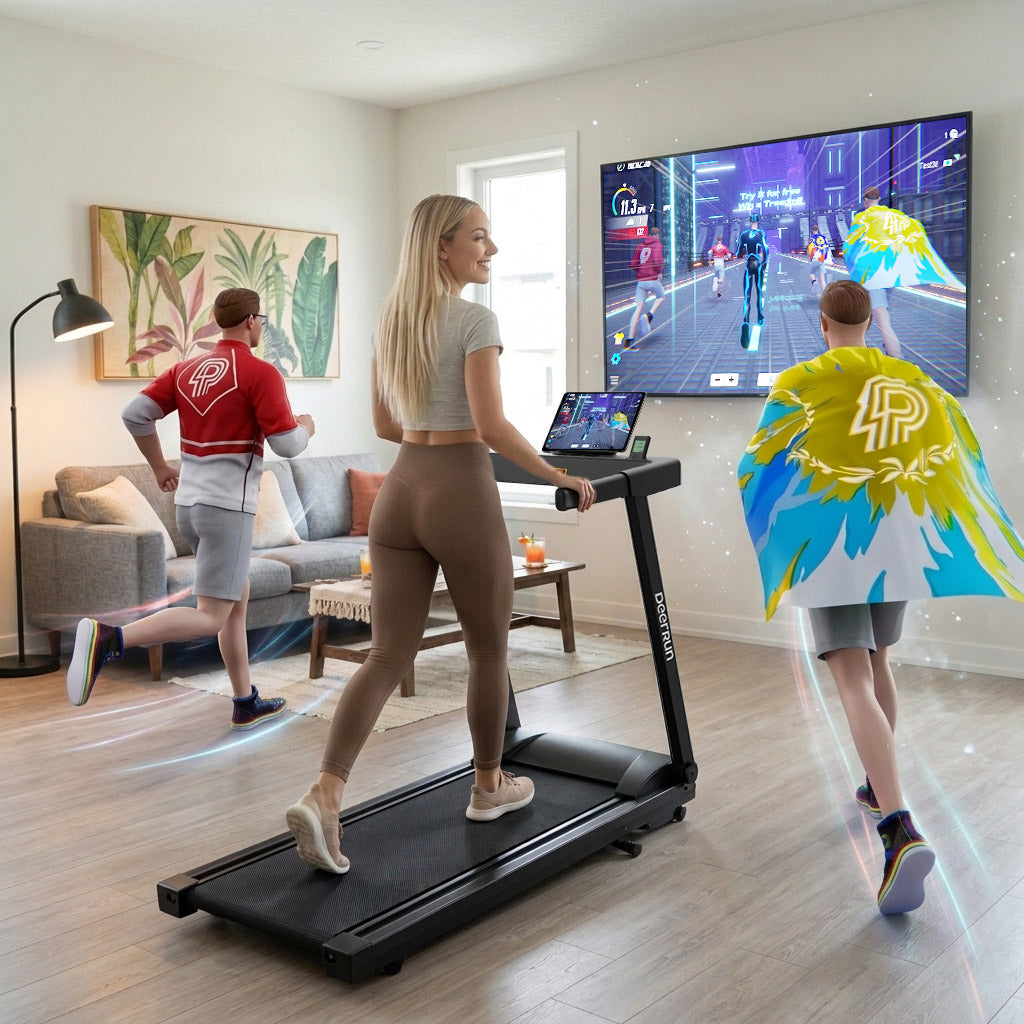 DeerRun Völlig Neues 2026 A1 Pro Move+ Intelligentes klappbares Laufband mit 6 % Steigung & NFC | 159 kg, 16 km/h, Schwarz