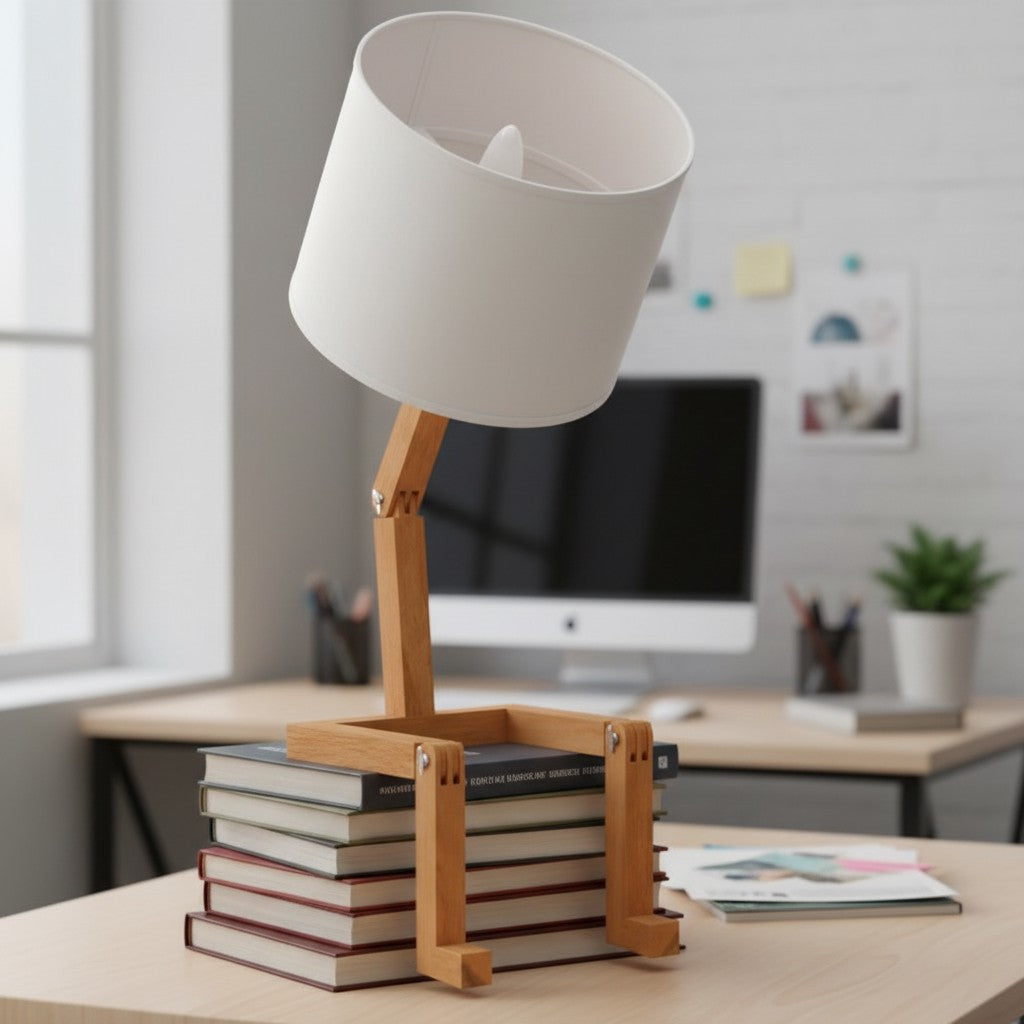 Kreative, formverändernde Holzlampe – faltbare moderne Schreibtischlampe für Schlafzimmer, Arbeitszimmer & Wohnzimmer