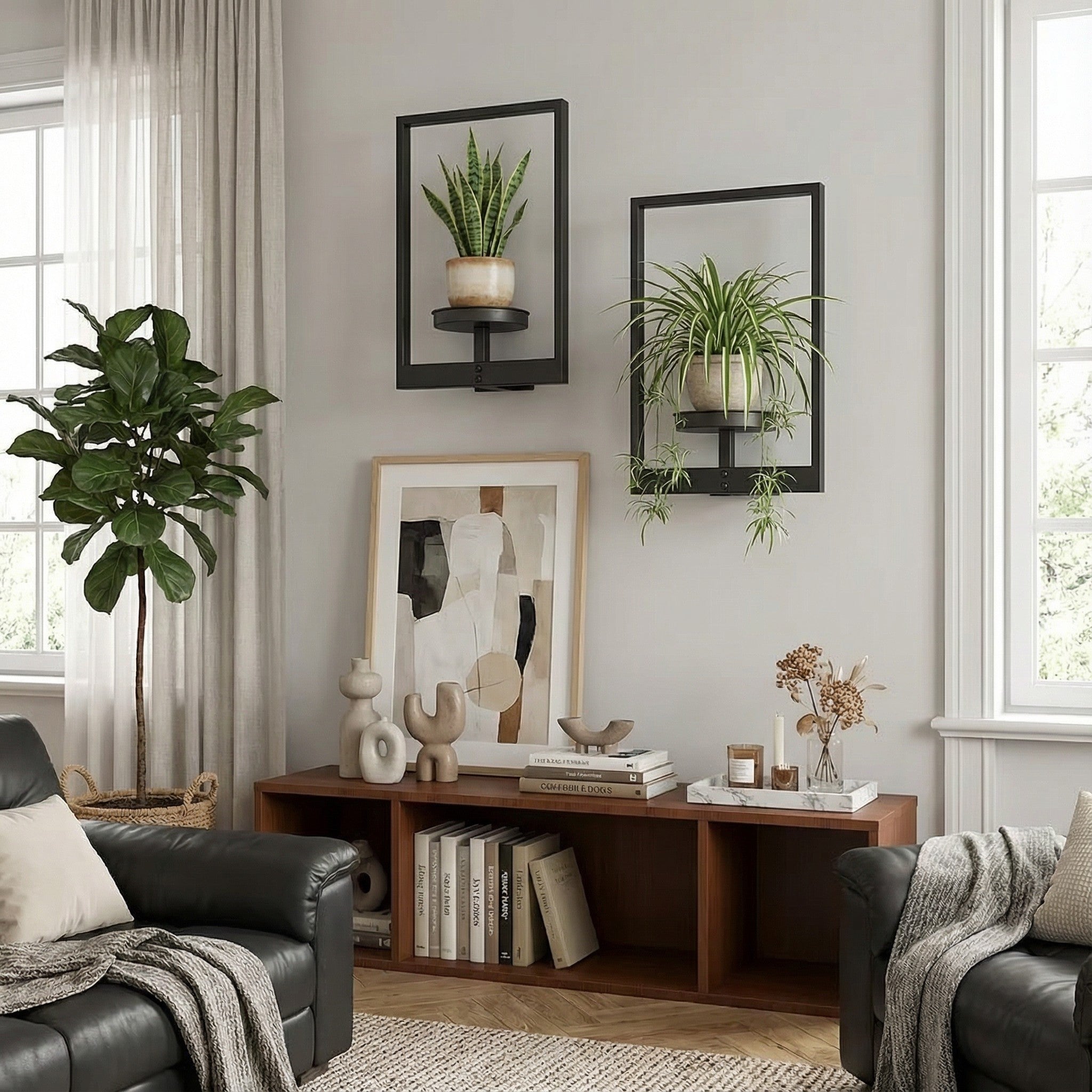 Metall-Wandrahmen-Set mit Regal, Halterung im Fensterstil für kleine Töpfe und Heimdekoration