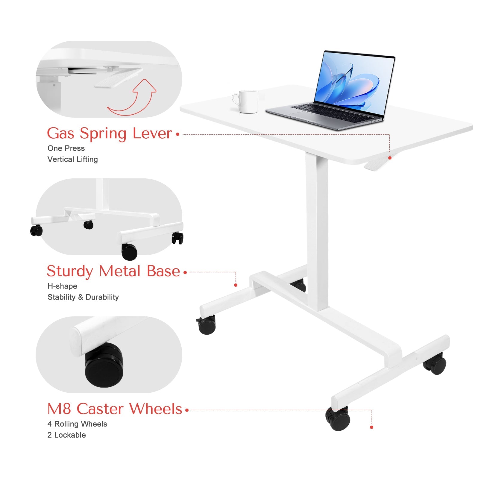 DeerRun® Verstellbarer Stehschreibtisch – 80 cm L * 48 cm B großer Roll-Laptop-Tisch für Laufbänder