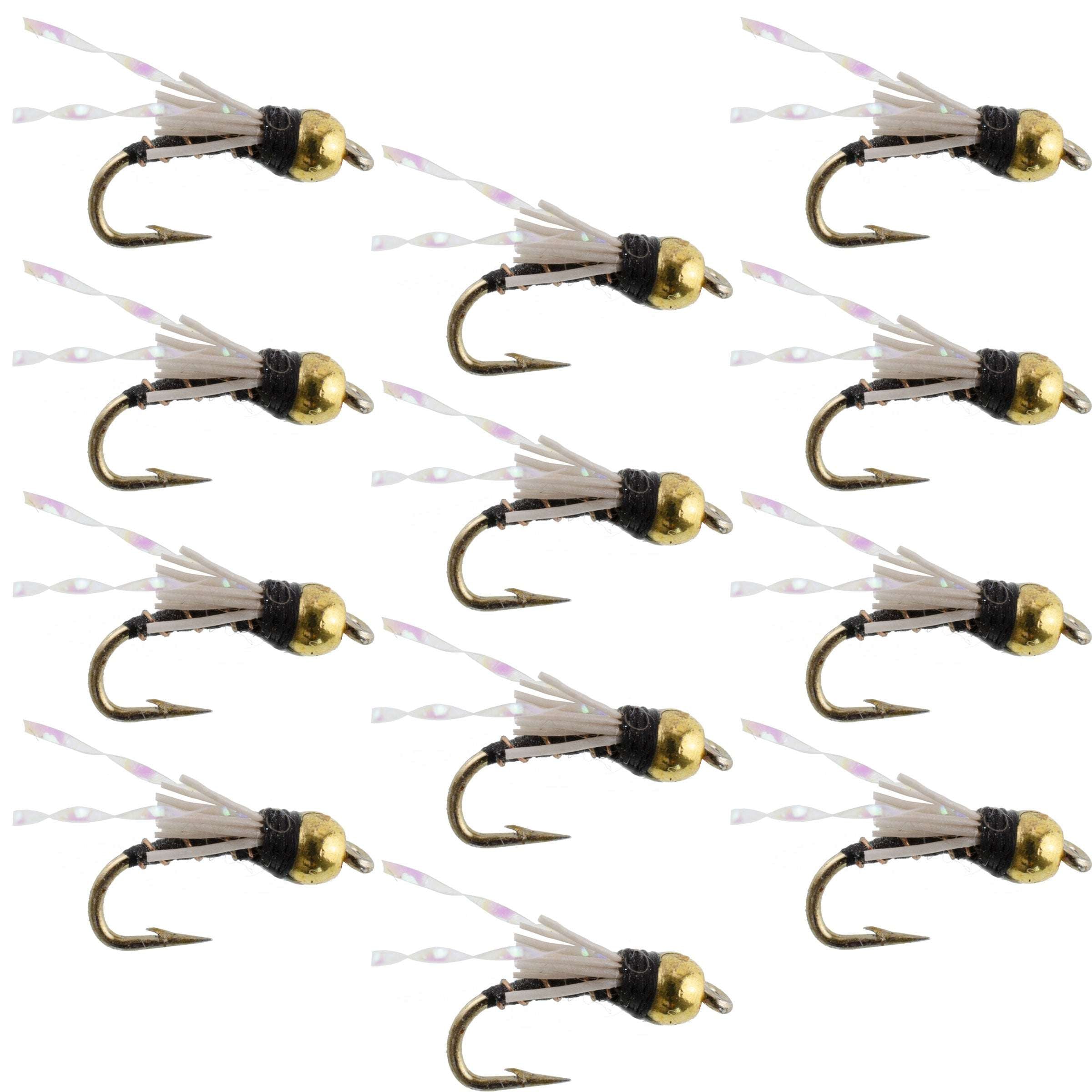 Beadhead Black 3 Dollar Dip Serendipity Nymphe – 1 Dutzend Fliegen Größe 18