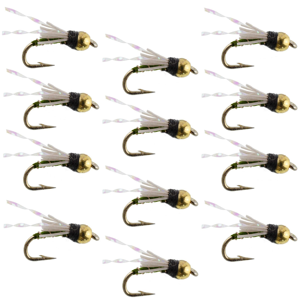Beadhead Olive 3 Dollar Dip Serendipity Nymphe – 1 Dutzend Fliegen Größe 16