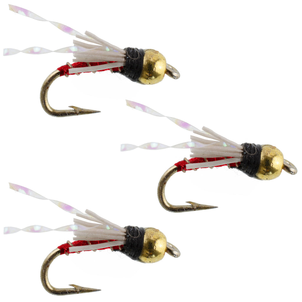 3er-Pack Beadhead Red 3 Dollar Dip Serendipity Nymphe – Größe 18