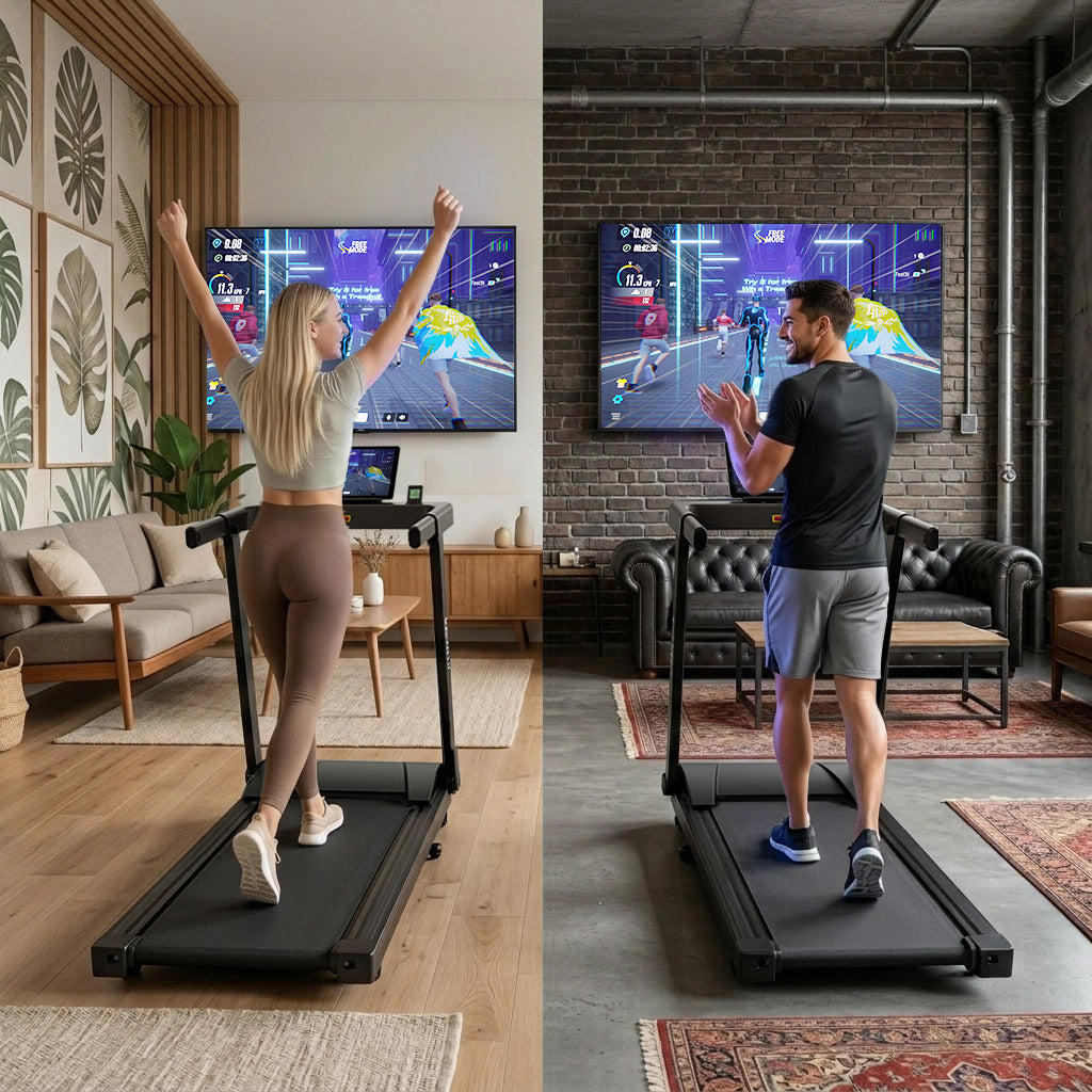 DeerRun Völlig Neues 2026 A1 Pro Move+ Intelligentes klappbares Laufband mit 6 % Steigung & NFC | 159 kg, 16 km/h, Schwarz