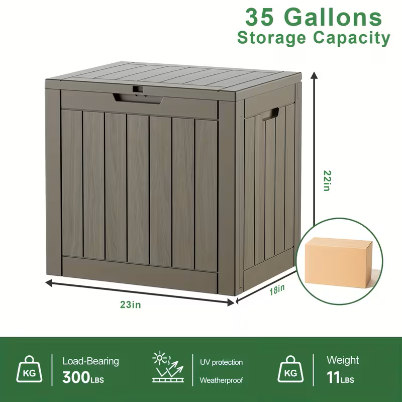75 Gallonen Outdoor-Aufbewahrungsbox – wasserdichte Terrassenbox mit aufklappbarem Deckel, abschließbar und einfache Montage