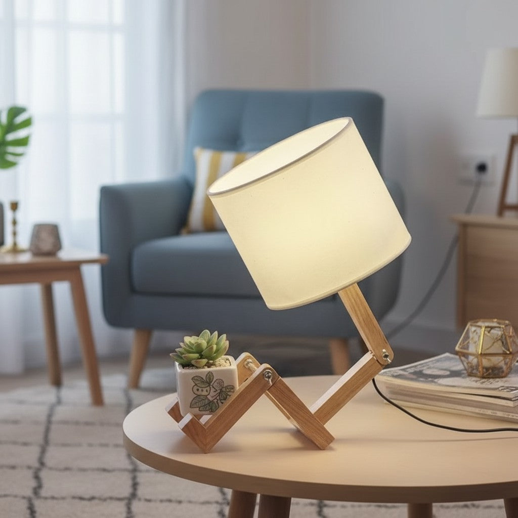 Kreative, formverändernde Holzlampe – faltbare moderne Schreibtischlampe für Schlafzimmer, Arbeitszimmer & Wohnzimmer