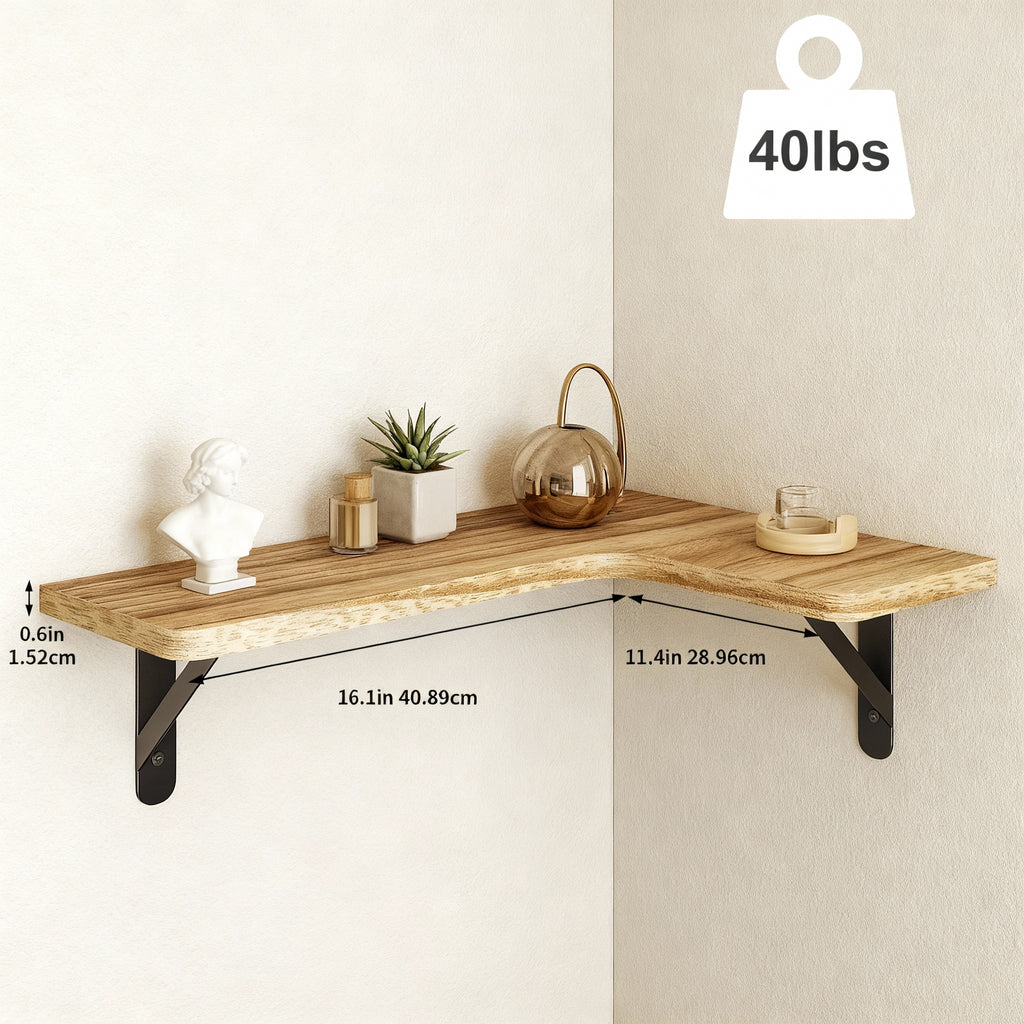 Rustikale schwebende Eckregale 5er-Set – Wandregale aus Holz
