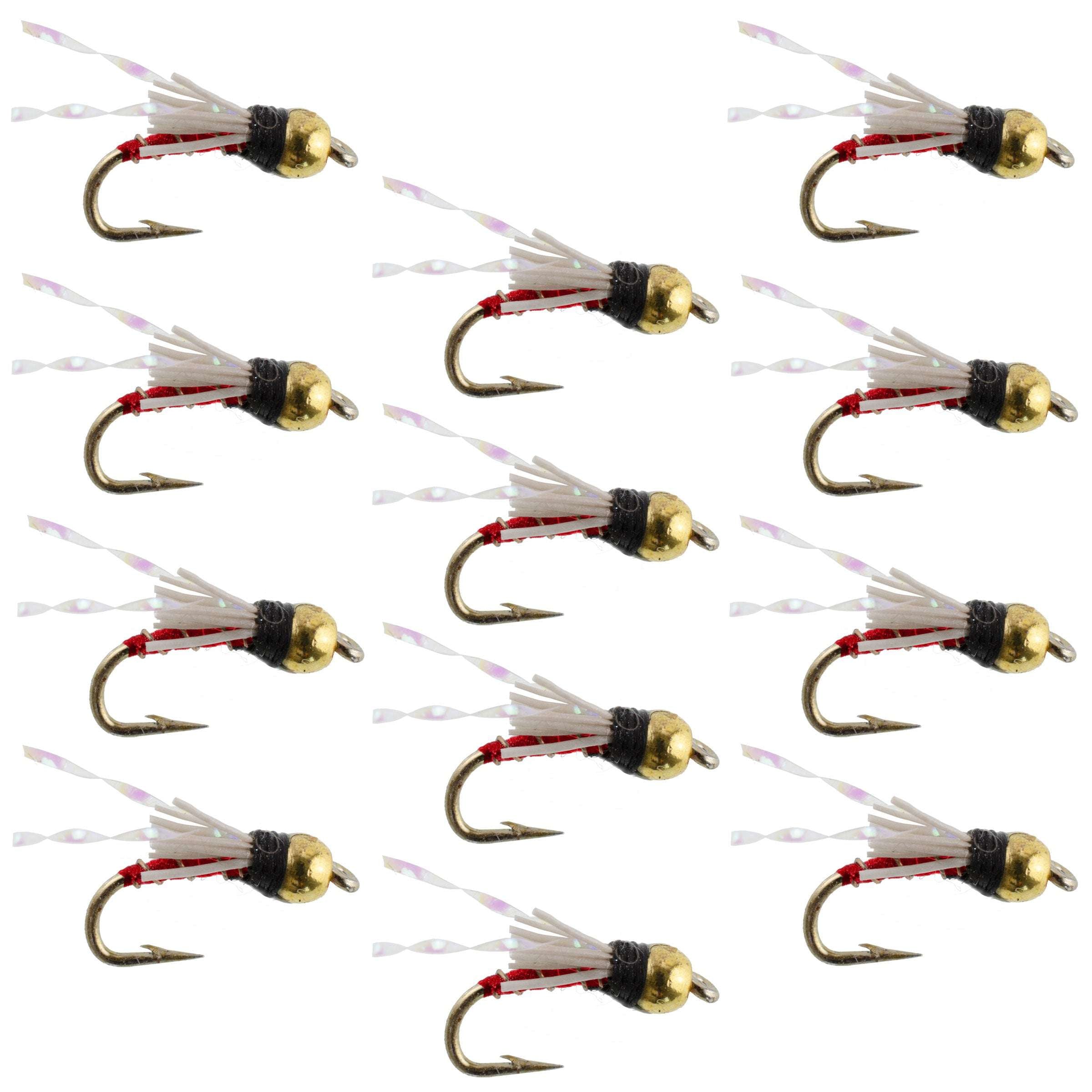 Beadhead Red 3 Dollar Dip Serendipity Nymphe - 1 Dutzend Fliegen Größe 16