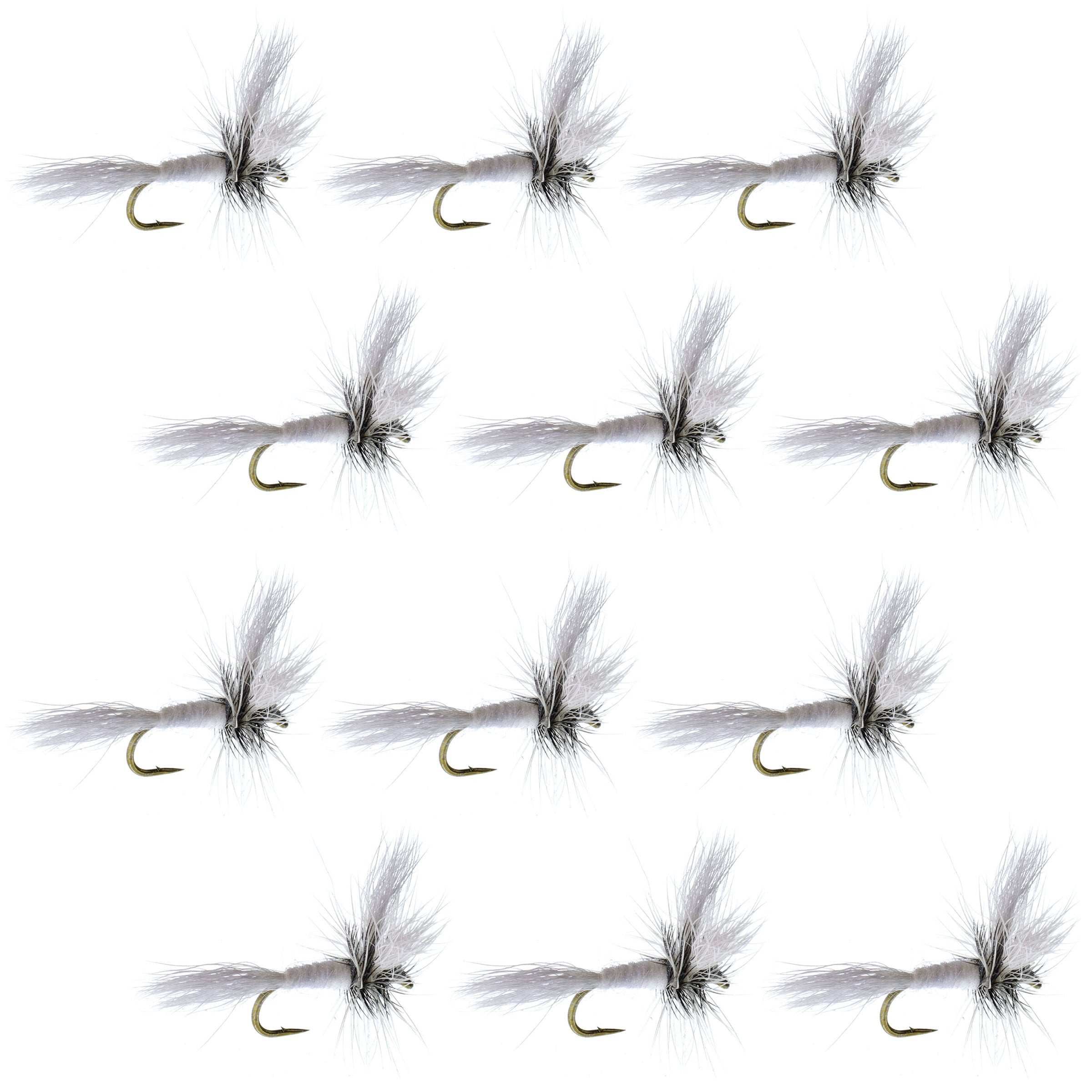 Wulff White Trockenfliege ohne Widerhaken, klassischer Haarflügel – 1 Dutzend Fliegen, Hakengröße 12