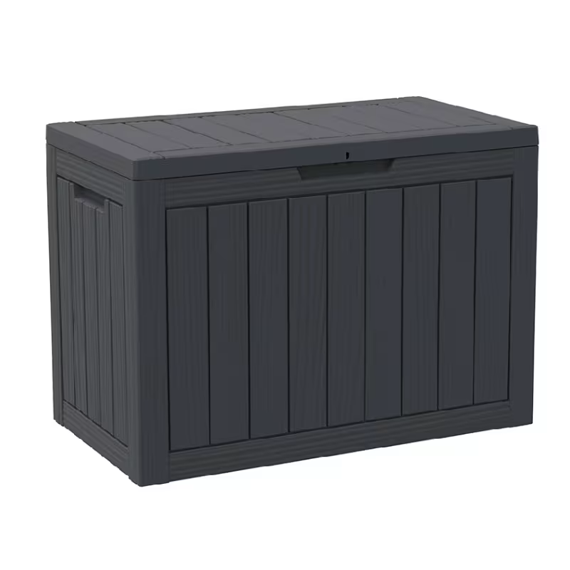 75 Gallonen Outdoor-Aufbewahrungsbox – wasserdichte Terrassenbox mit aufklappbarem Deckel, abschließbar und einfache Montage