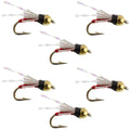 Beadhead Red 3 Dollar Dip Serendipity Nymph - 6 Flies Size 18