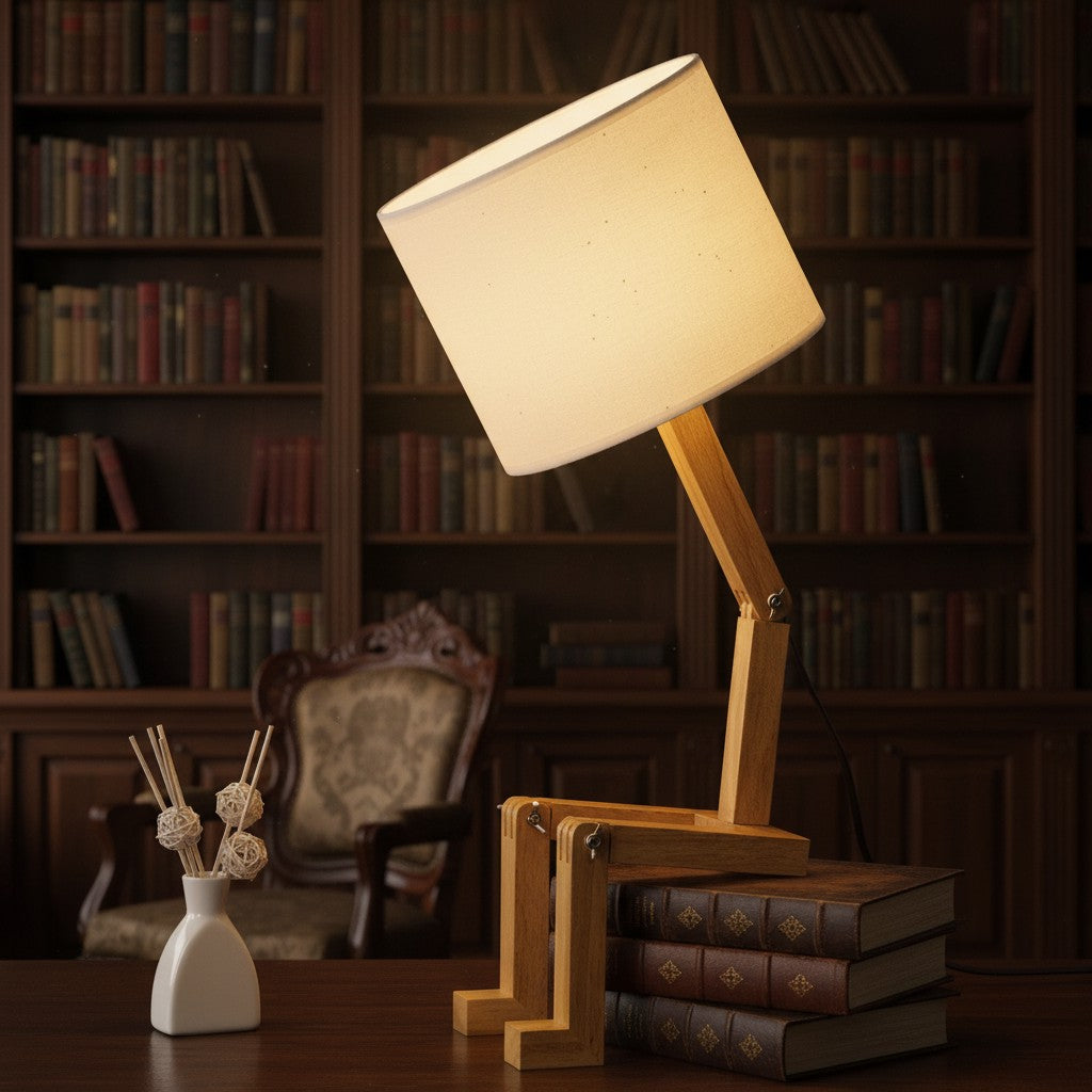 Kreative, formverändernde Holzlampe – faltbare moderne Schreibtischlampe für Schlafzimmer, Arbeitszimmer & Wohnzimmer