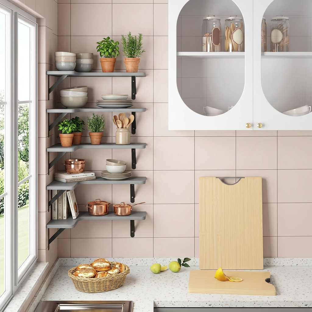 Rustikale schwebende Eckregale 5er-Set – Wandregale aus Holz