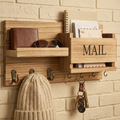 Organizer aus Vintage-Holz für die Wand – Schlüsselhalter, Postablage & Garderobenhaken