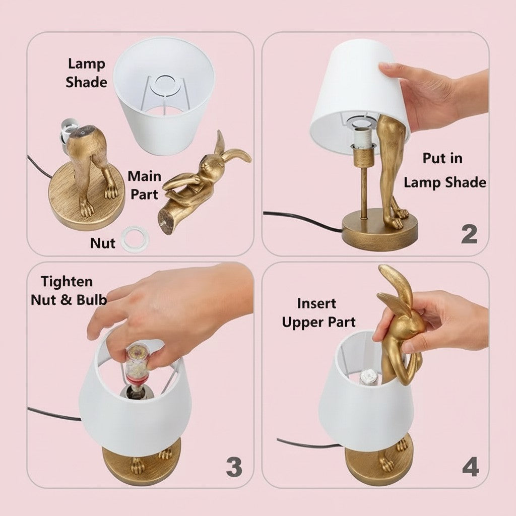 Moderne Hasen-Tischlampe mit einstellbarem Licht