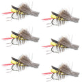Daves Hopper Yellow Foam Body Grasshopper Fly - 6 Flies Hook Size 8