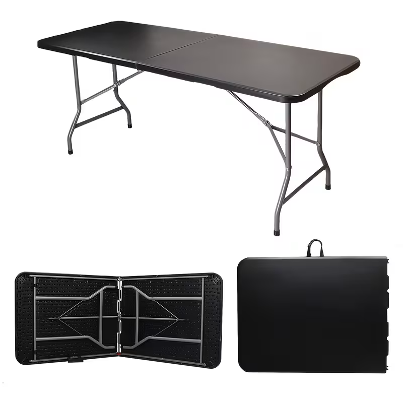 4ft/6ft Klappbarer Campingtisch aus Kunststoff – für Drinnen & Draußen