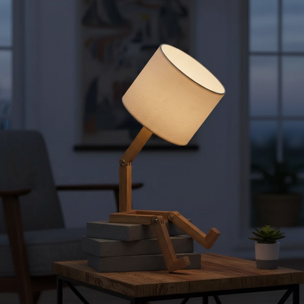 Kreative, formverändernde Holzlampe – faltbare moderne Schreibtischlampe für Schlafzimmer, Arbeitszimmer & Wohnzimmer