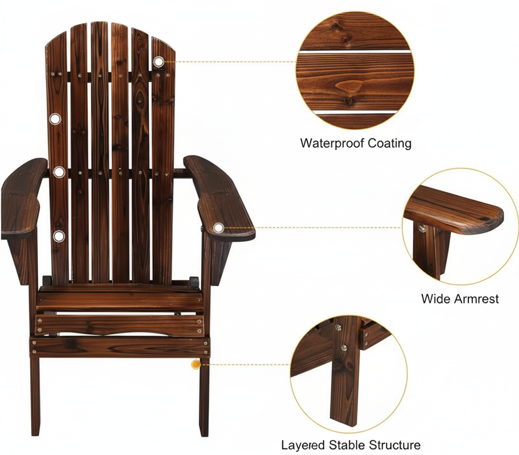 Klappbarer Adirondack-Stuhl – Outdoor Terrasse Hof Deck Strand Rasen
