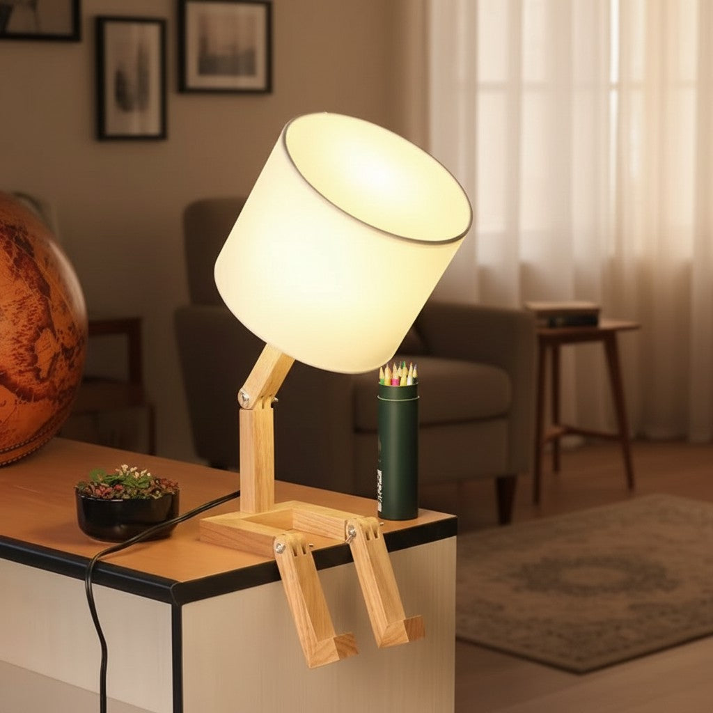 Kreative, formverändernde Holzlampe – faltbare moderne Schreibtischlampe für Schlafzimmer, Arbeitszimmer & Wohnzimmer