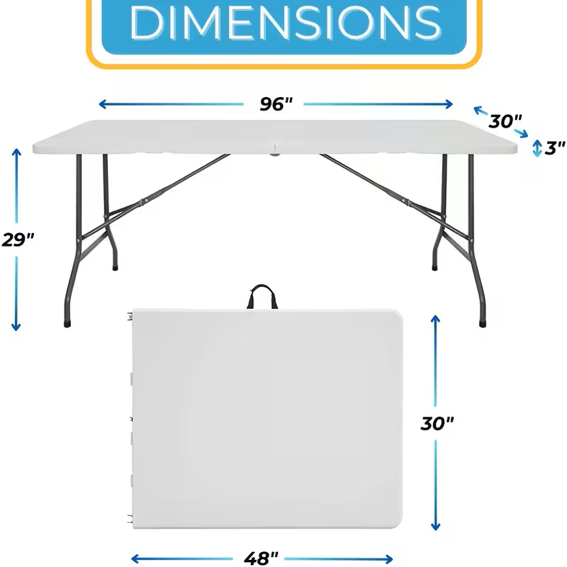 4ft/6ft Klappbarer Campingtisch aus Kunststoff – für Drinnen & Draußen