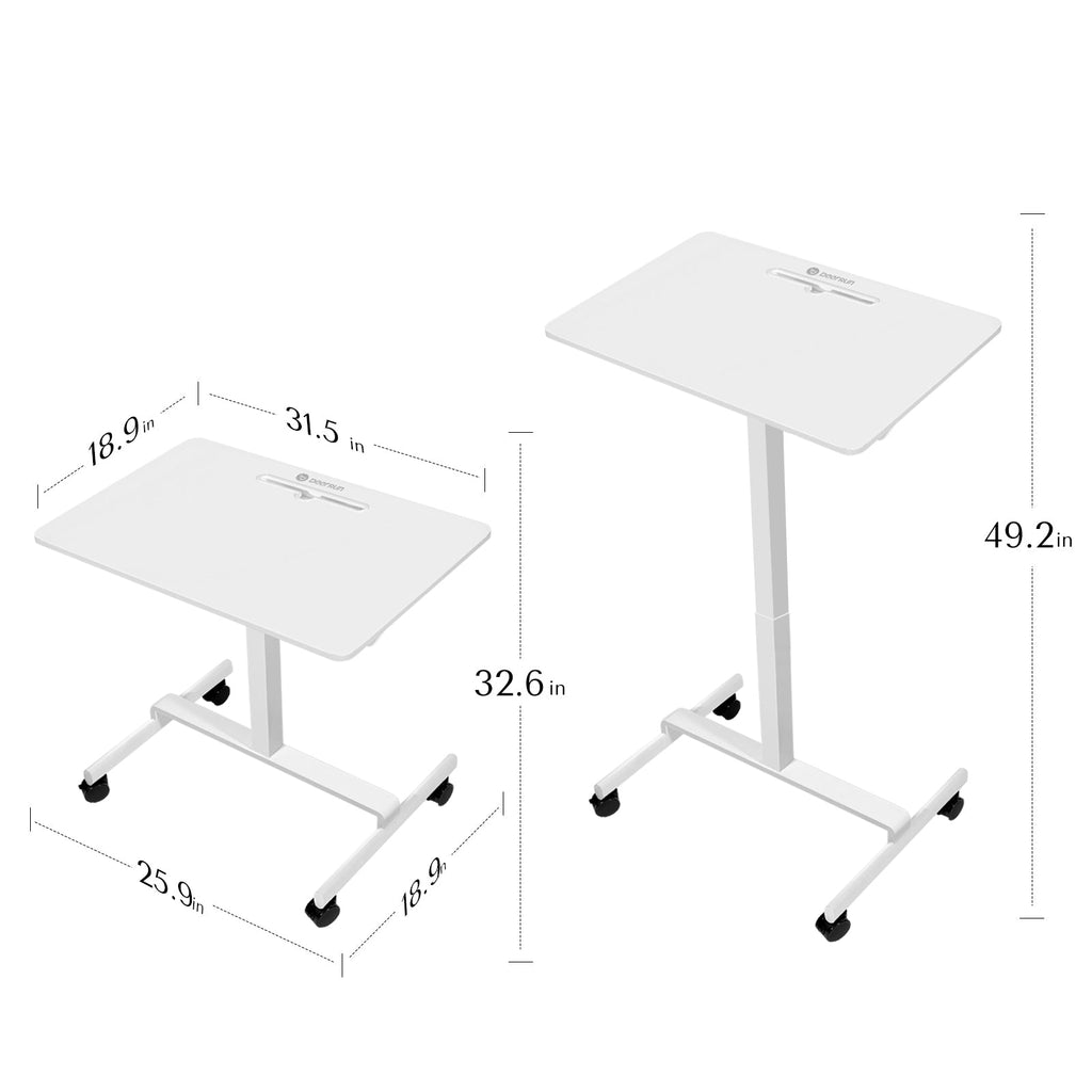 DeerRun® Verstellbarer Stehschreibtisch – 80 cm L * 48 cm B großer Roll-Laptop-Tisch für Laufbänder