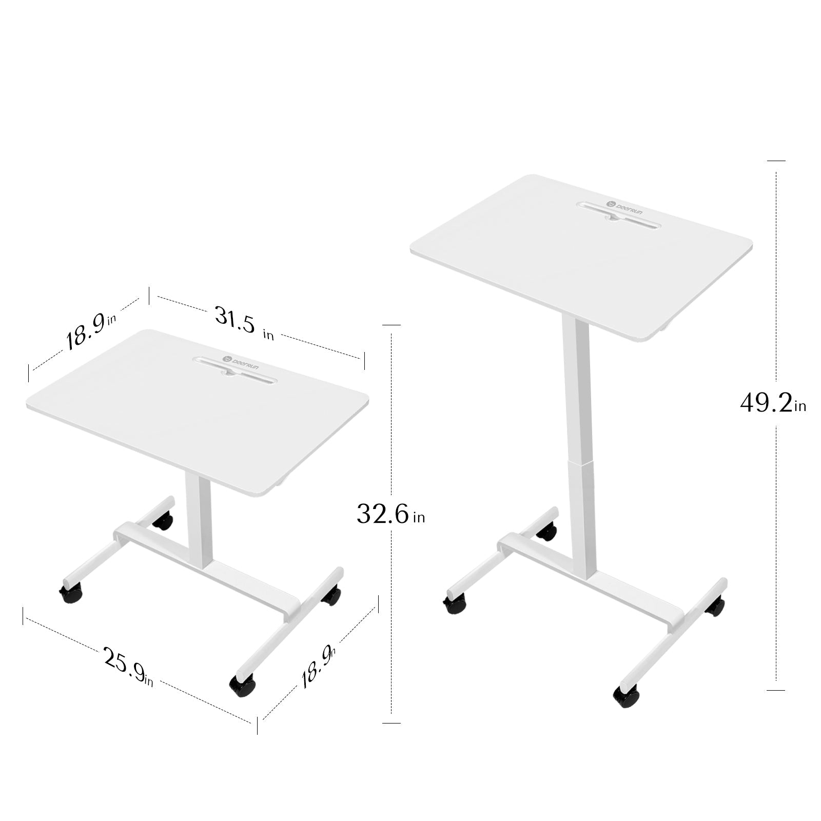 DeerRun® Verstellbarer Stehschreibtisch – 80 cm L * 48 cm B großer Roll-Laptop-Tisch für Laufbänder