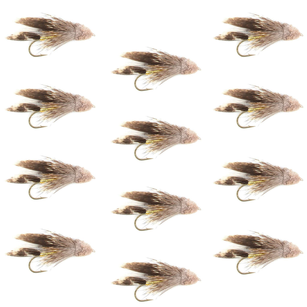 Muddler Minnow Streamer Fishing Fly - 12 Flies Hook Size 10