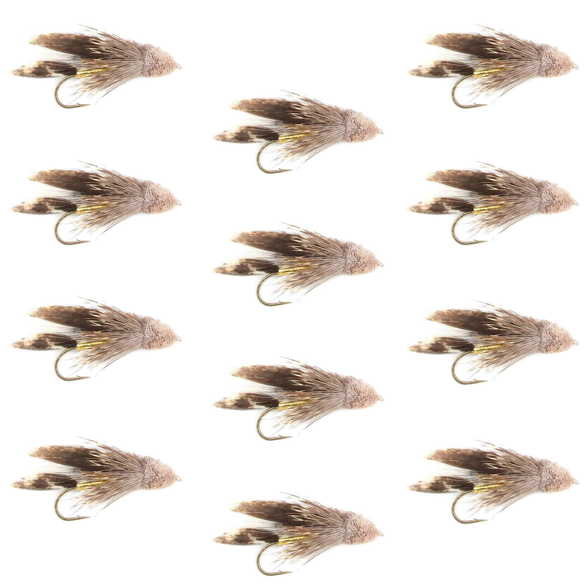 Muddler Minnow Streamer Fishing Fly - 12 Flies Hook Size 10