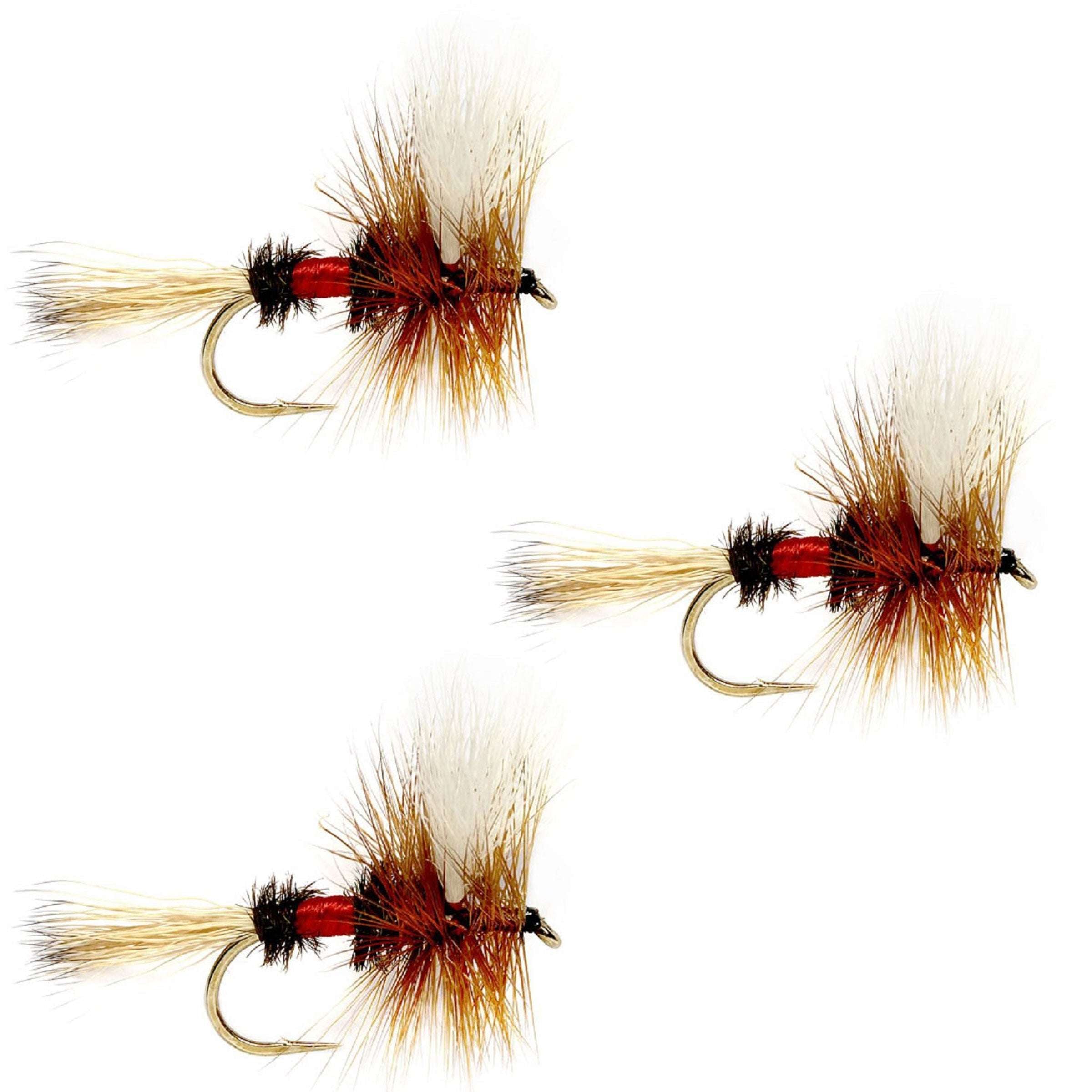 3 Pack Barbless Royal Wulff Classic Hair Wing Dry Fly - Hook Size 16
