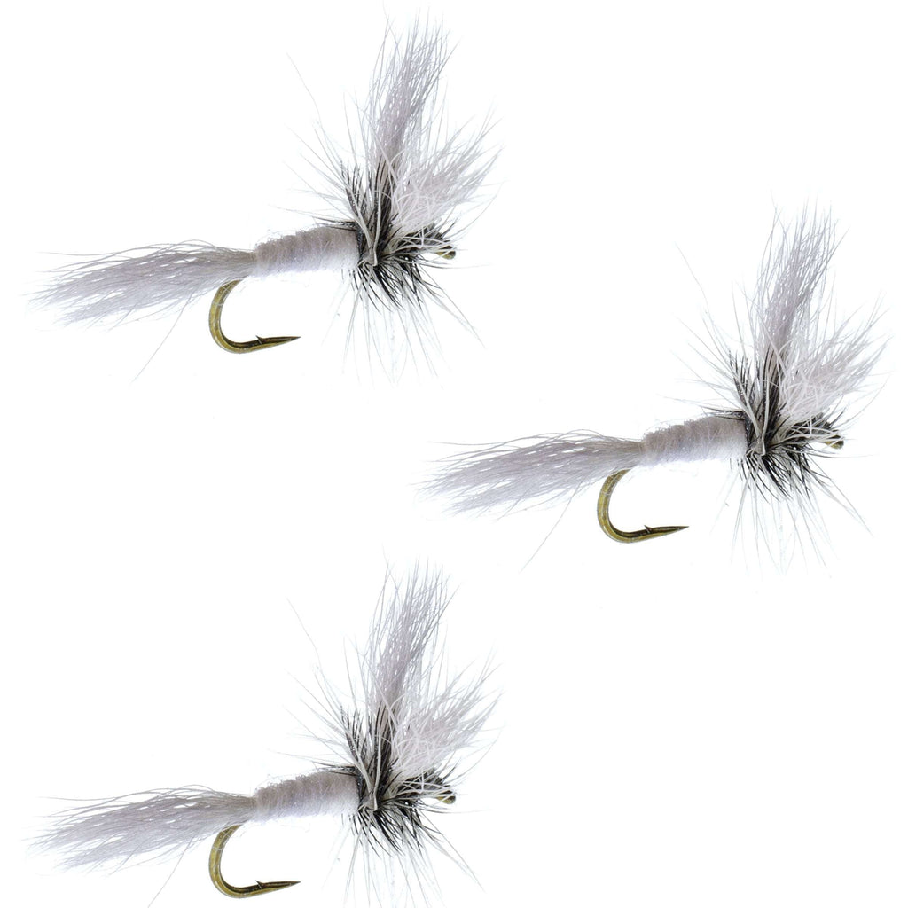 3er-Pack widerhakenlose White Wulff Classic Hair Wing Trockenfliege – Hakengröße 12