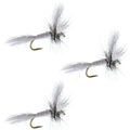3er-Pack widerhakenlose White Wulff Classic Hair Wing Trockenfliege – Hakengröße 12