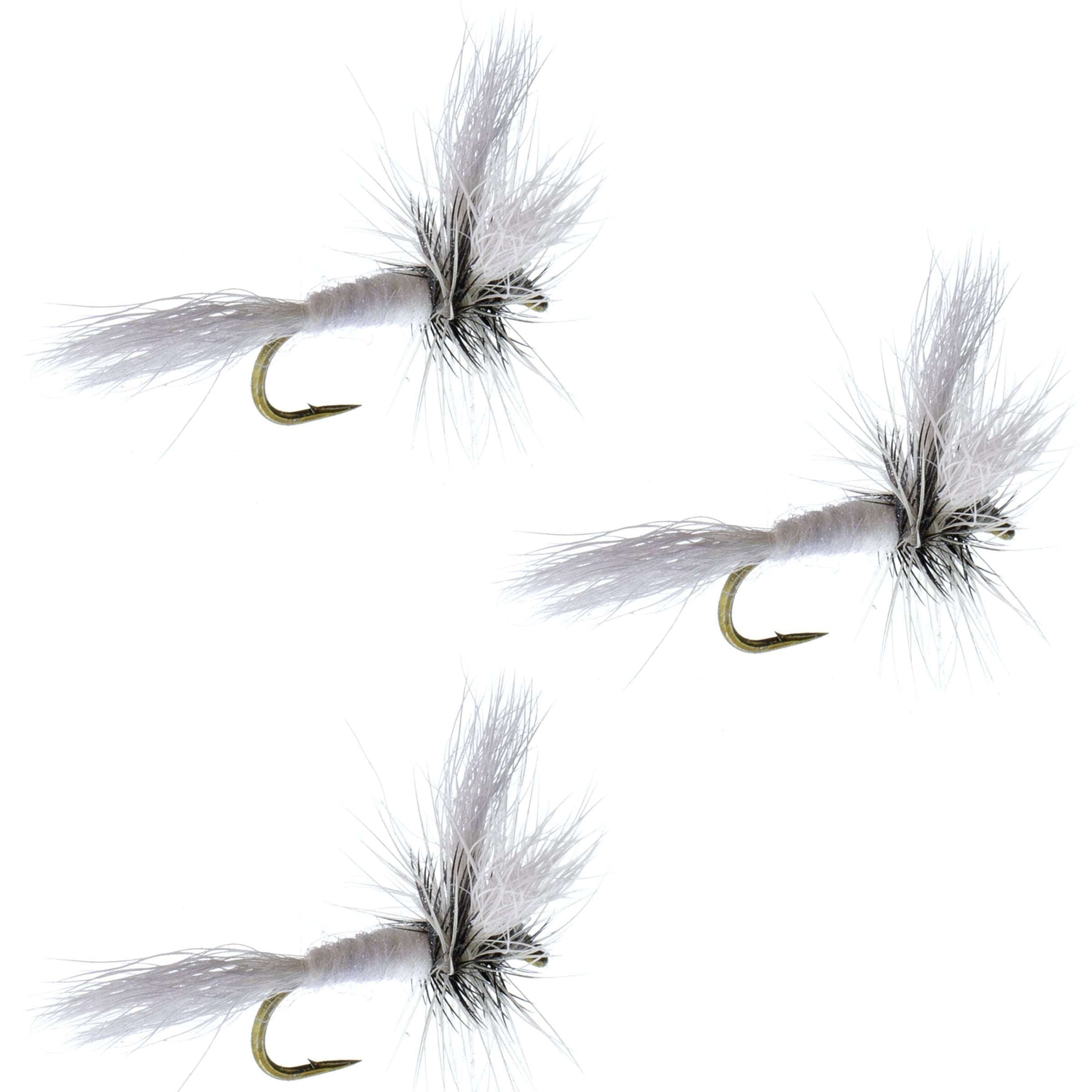 3er-Pack widerhakenlose White Wulff Classic Hair Wing Trockenfliege – Hakengröße 12