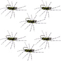 Barbless Pat's Rubber Legs Tungsten Jig Black/Olive Euro Nymph 6 Flies #6
