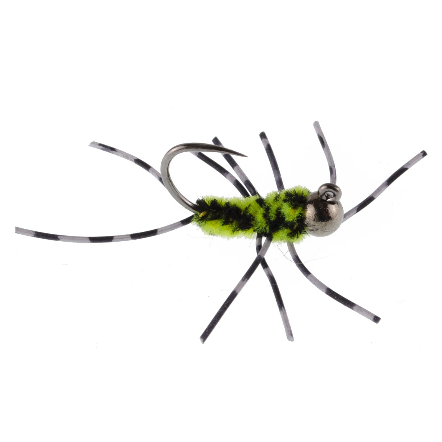 Widerhakenlos Pat's Rubber Legs Tungsten Black/Chartreuse Euro Nymphe 6 Fliegen #6