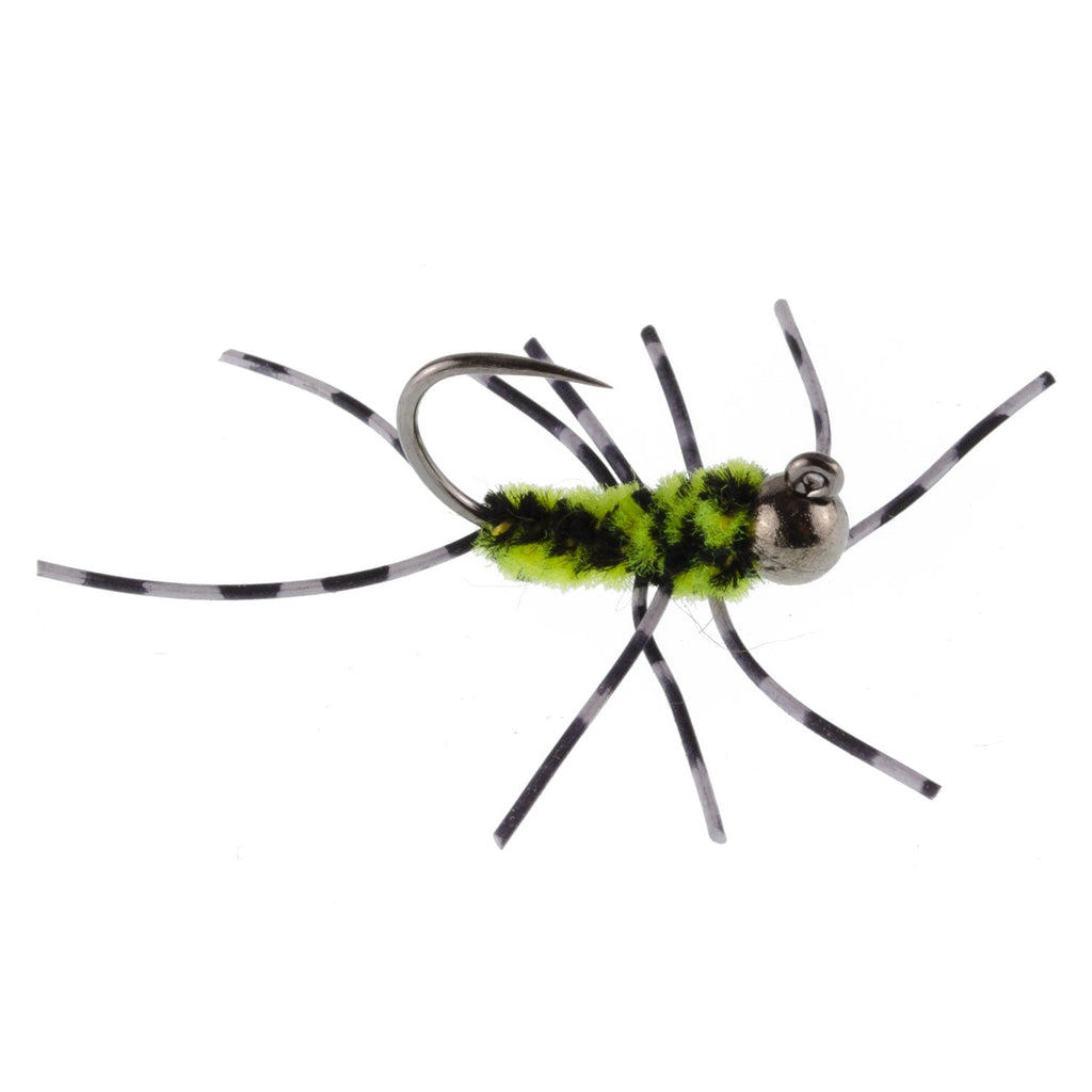 3 Pack Pat's Rubber Legs Tungsten Jig Black/Chartreuse Euro Nymph Size 6