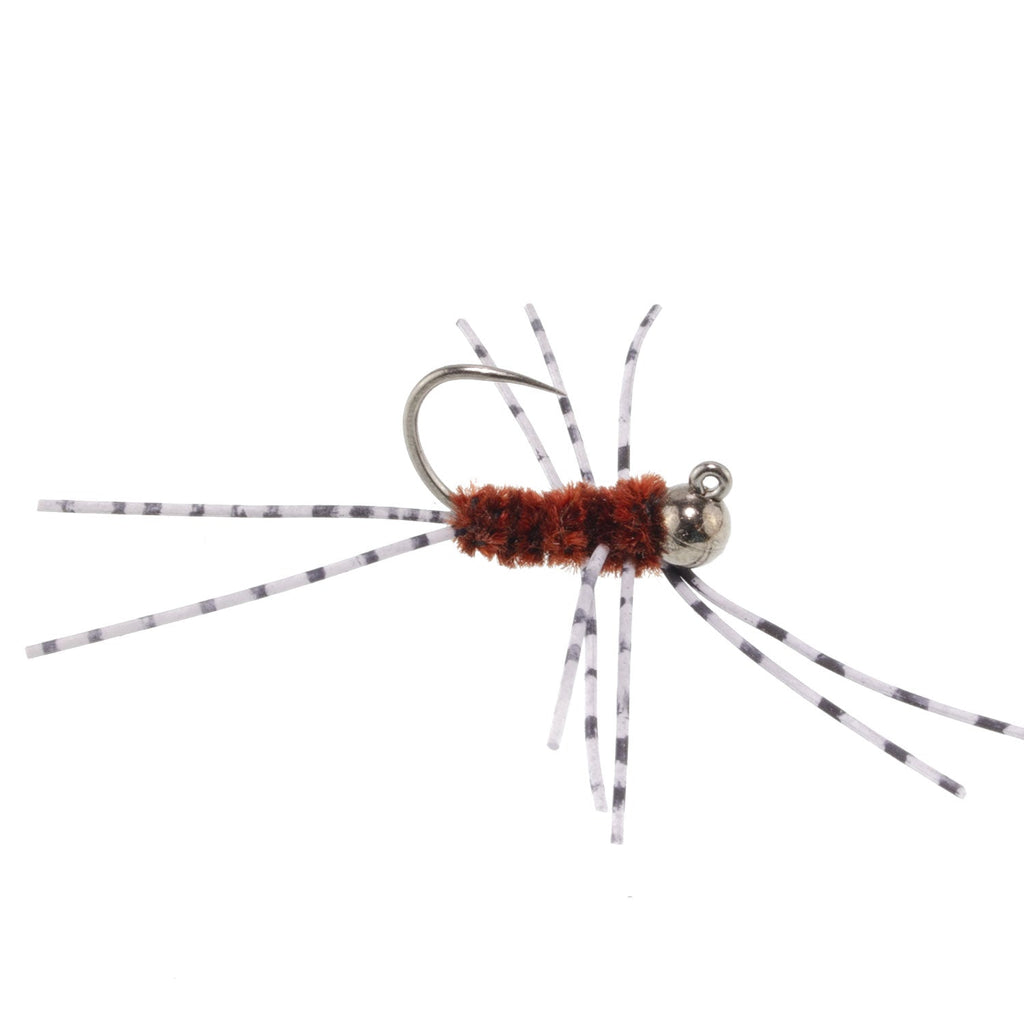 3er-Pack Pat's Rubber Legs Tungsten Jigged Brown Euro Nymph Größe 6
