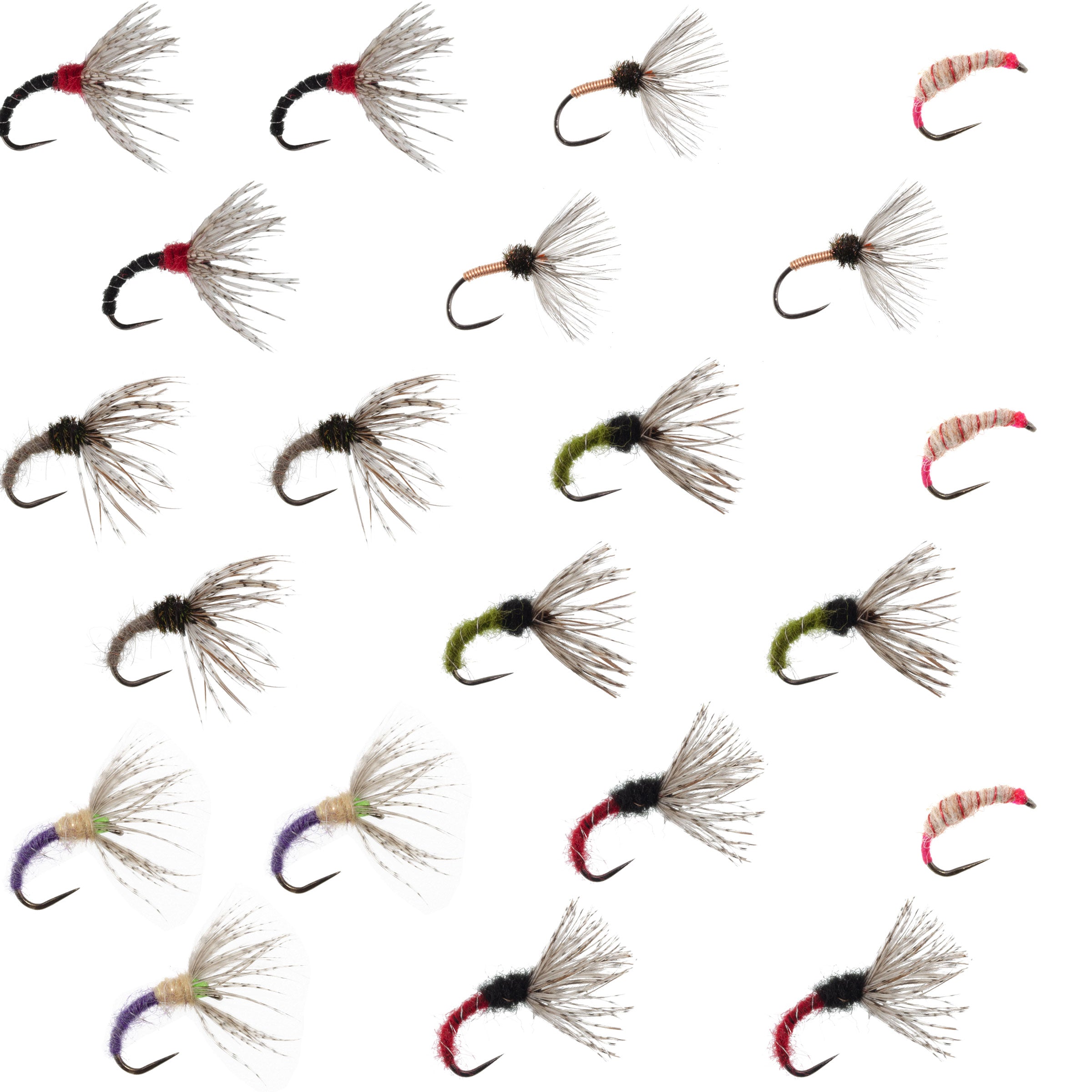 Kebari Sortiment - 21 Tenkara Fliegen - 7 Muster - Größen 10, 12, 14, 16