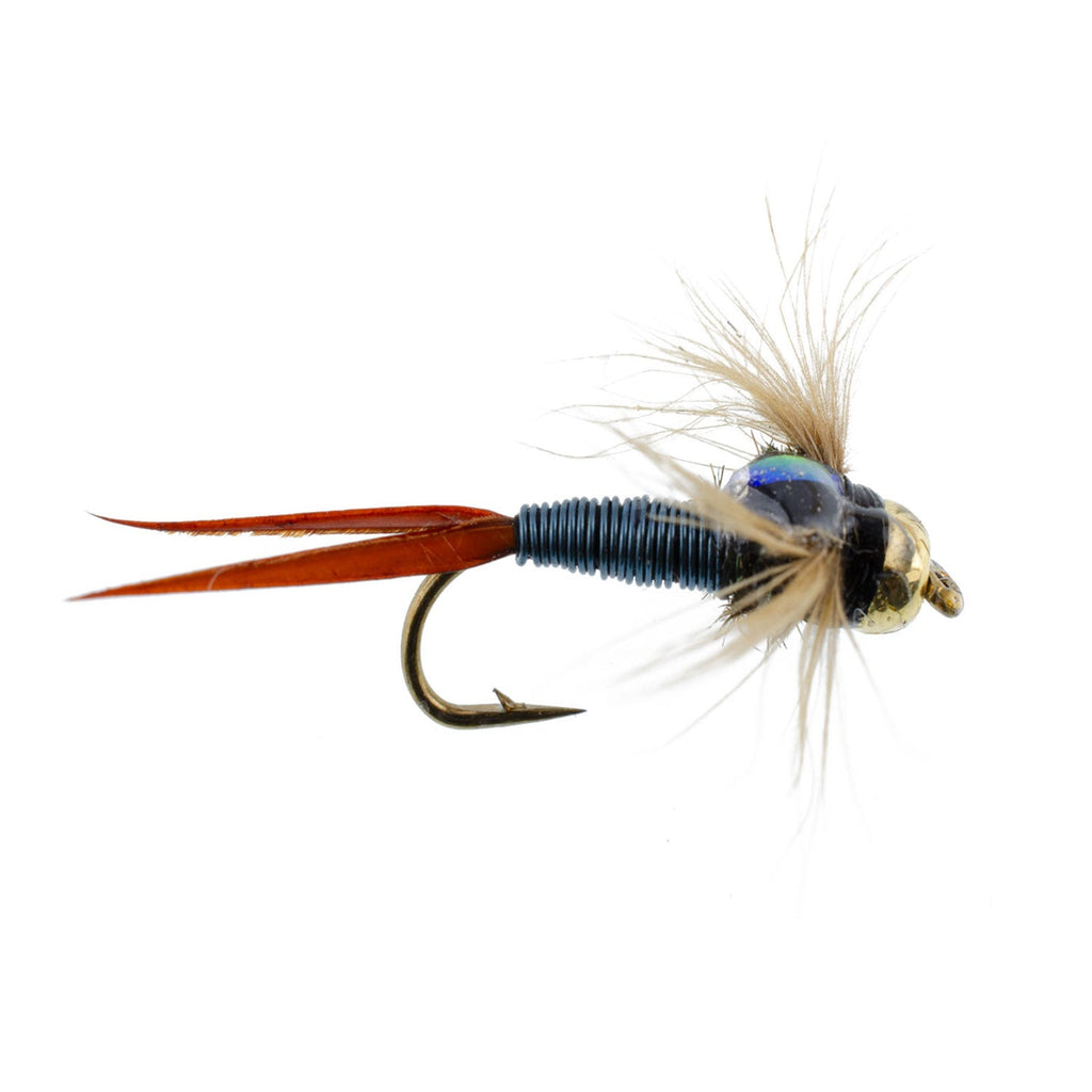 3er-Pack Bead Head Metallic Blue Copper John Nymphe – Fliegen zum Fliegenfischen – Hakengröße 14