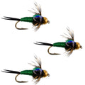 3er-Pack Bead Head Green Copper John Nymphenfliegen – Hakengröße 18