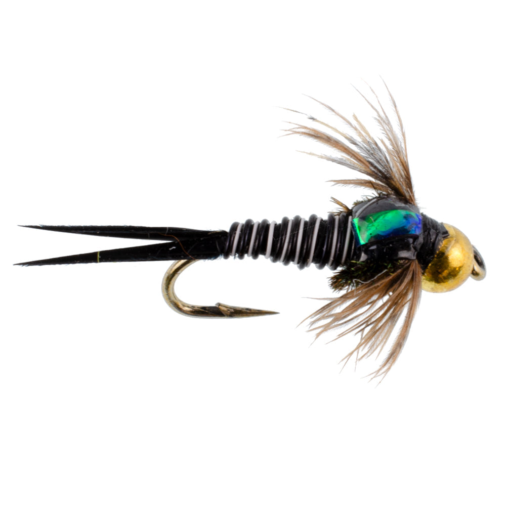 Bead Head Zebra Copper John Nymphen Fliegen – 1 Dutzend Fliegen Hakengröße 12