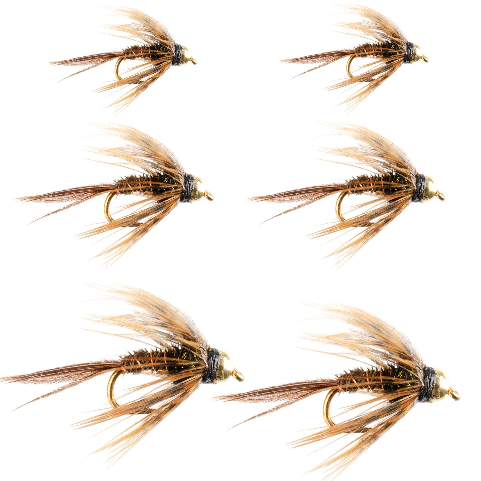 Soft Hackle Bead Head Pheasant Tail Nymphen Fliegen - 6 Fliegen Hakengröße 14