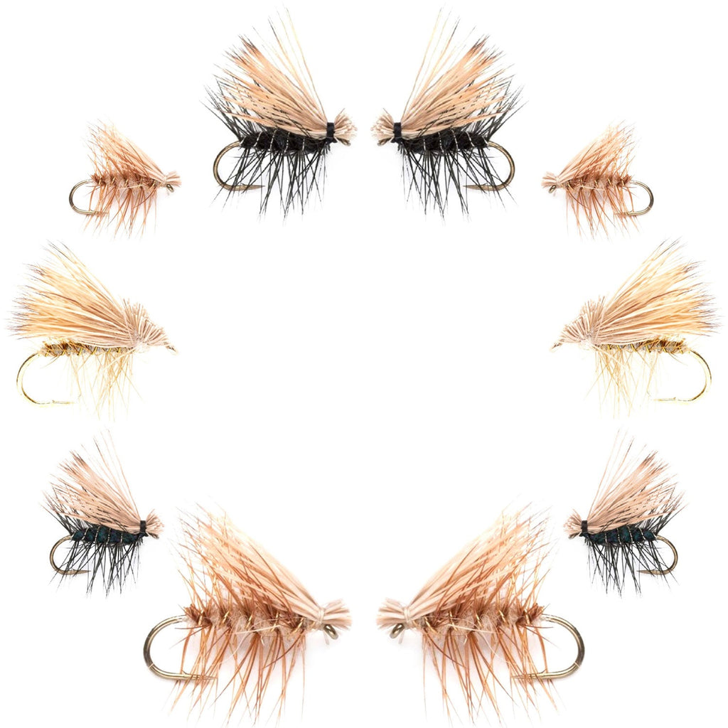 Basics Kollektion - Elk Hair Caddis Sortiment - 10 Fliegen - Größen 12-18