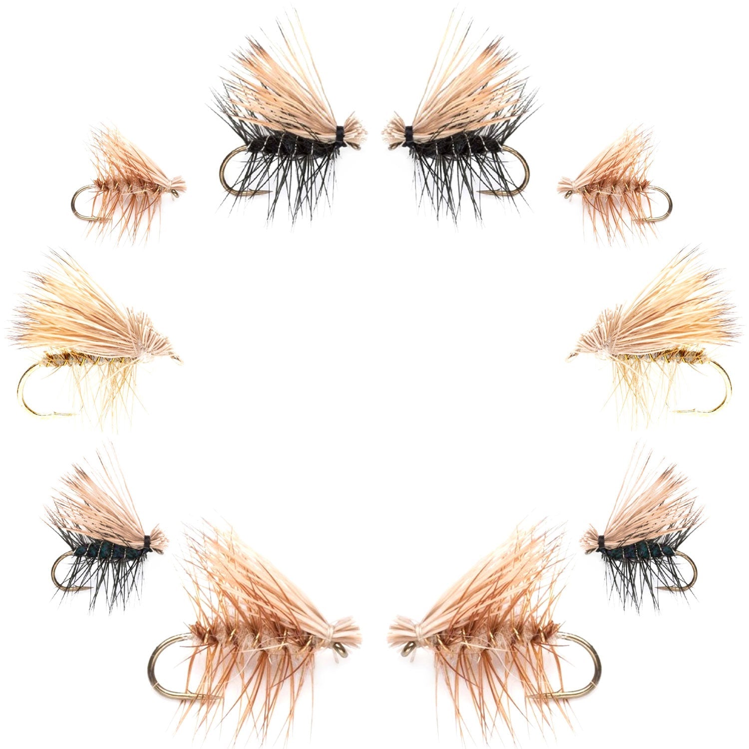 Basics Kollektion - Elk Hair Caddis Sortiment - 10 Fliegen - Größen 12-18
